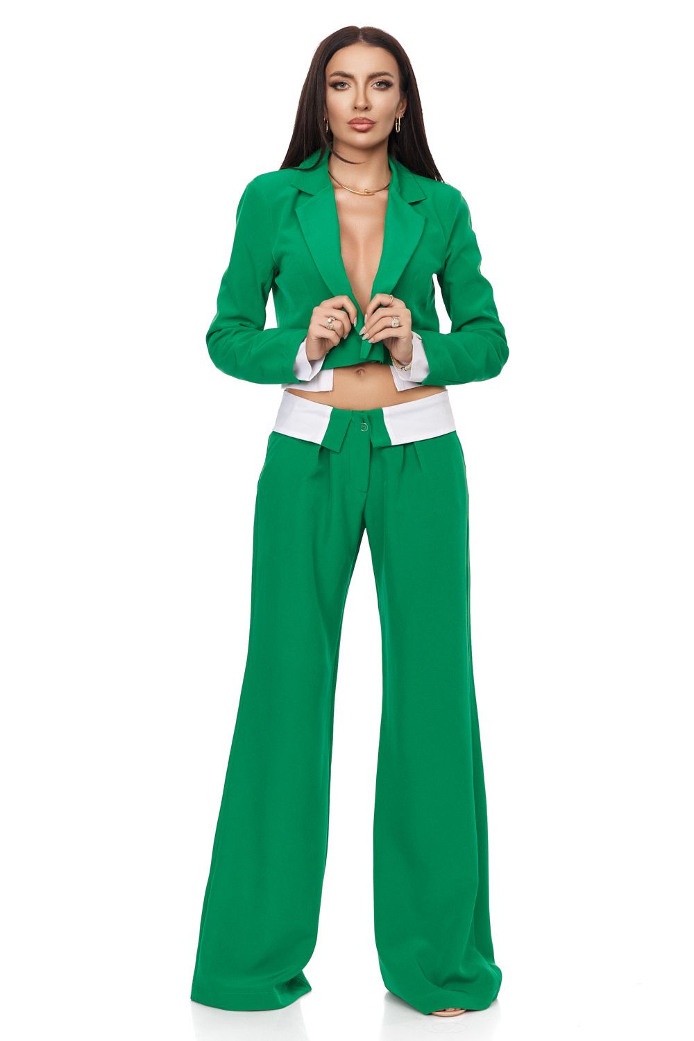 Елегантен зелен дамски костюм Rebira Bogas