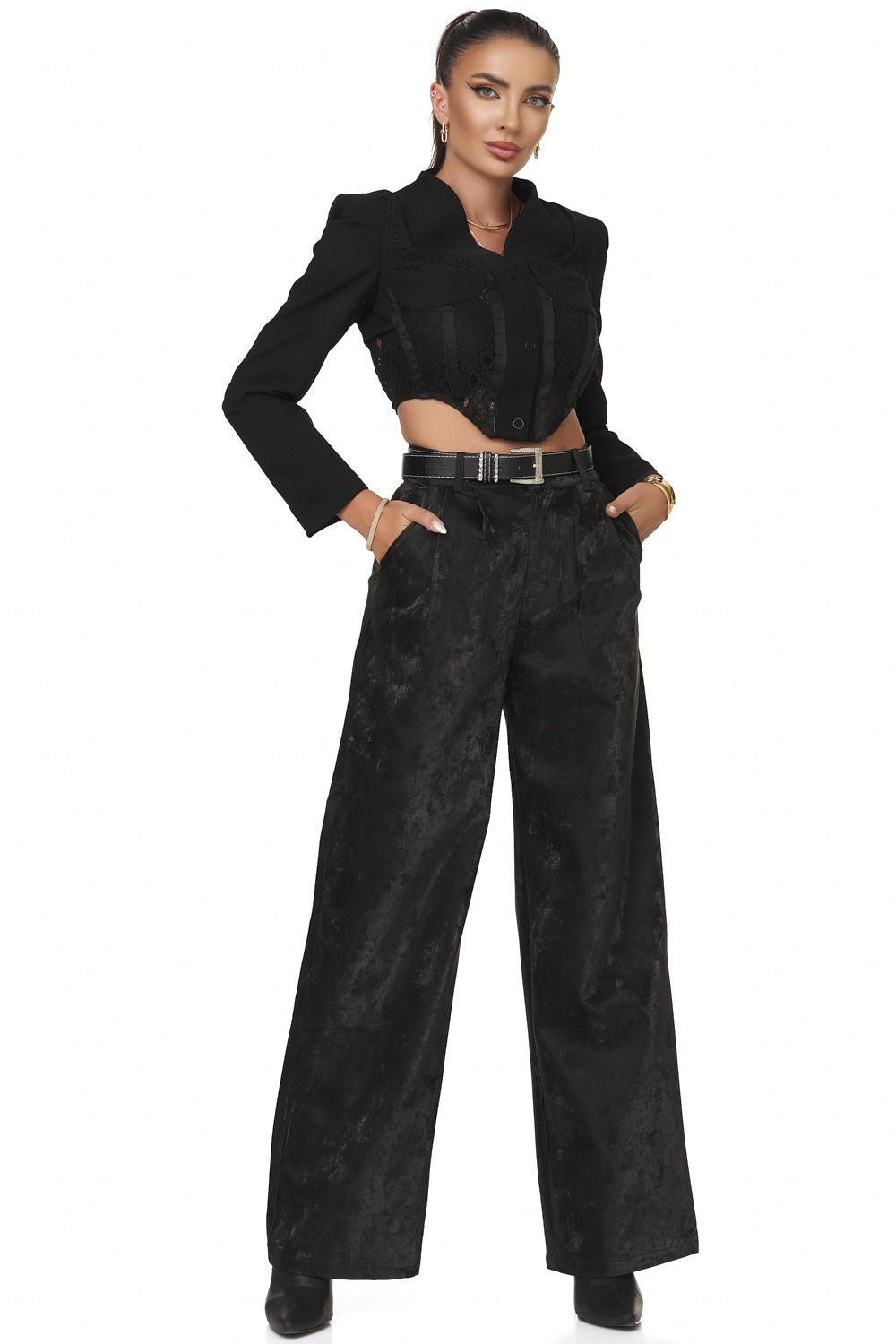 Елегантен черен дамски панталон Ticaly Bogas