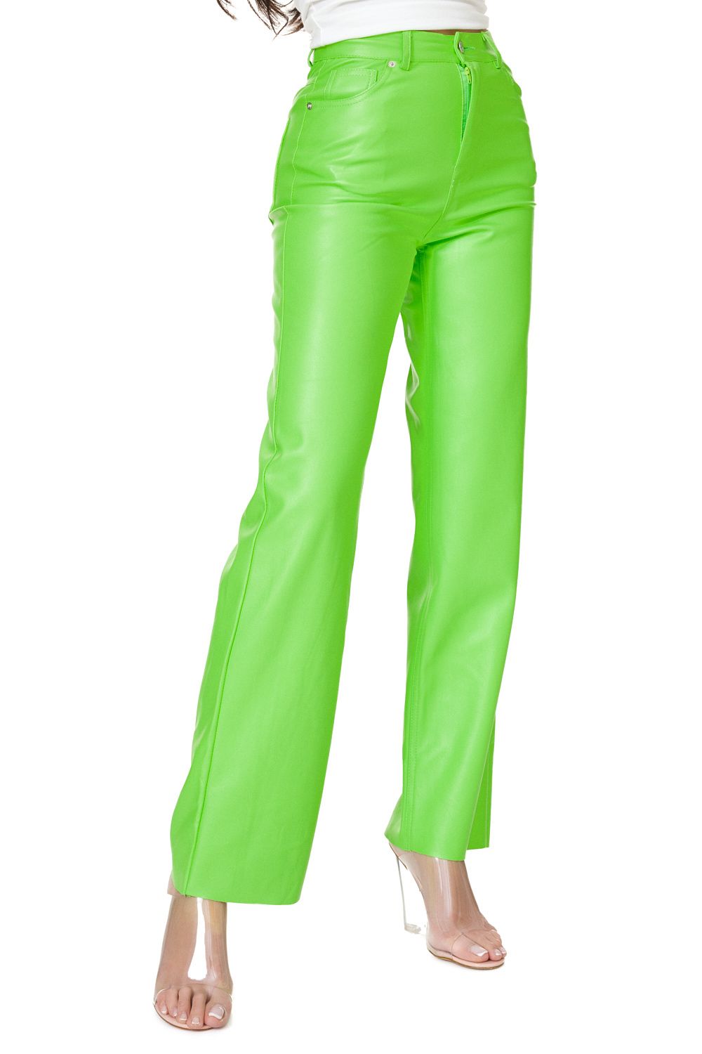 Дамски елегантен панталон в неоново зелено Pintalo Bogas