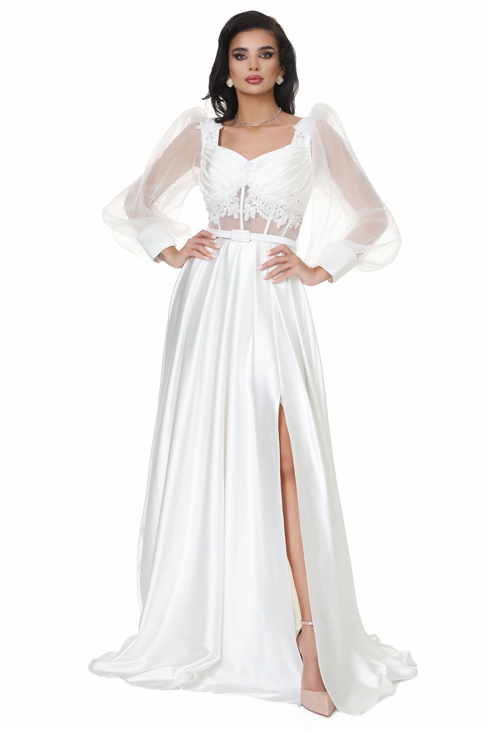 Дамска дълга бяла рокля Brilians Bogas