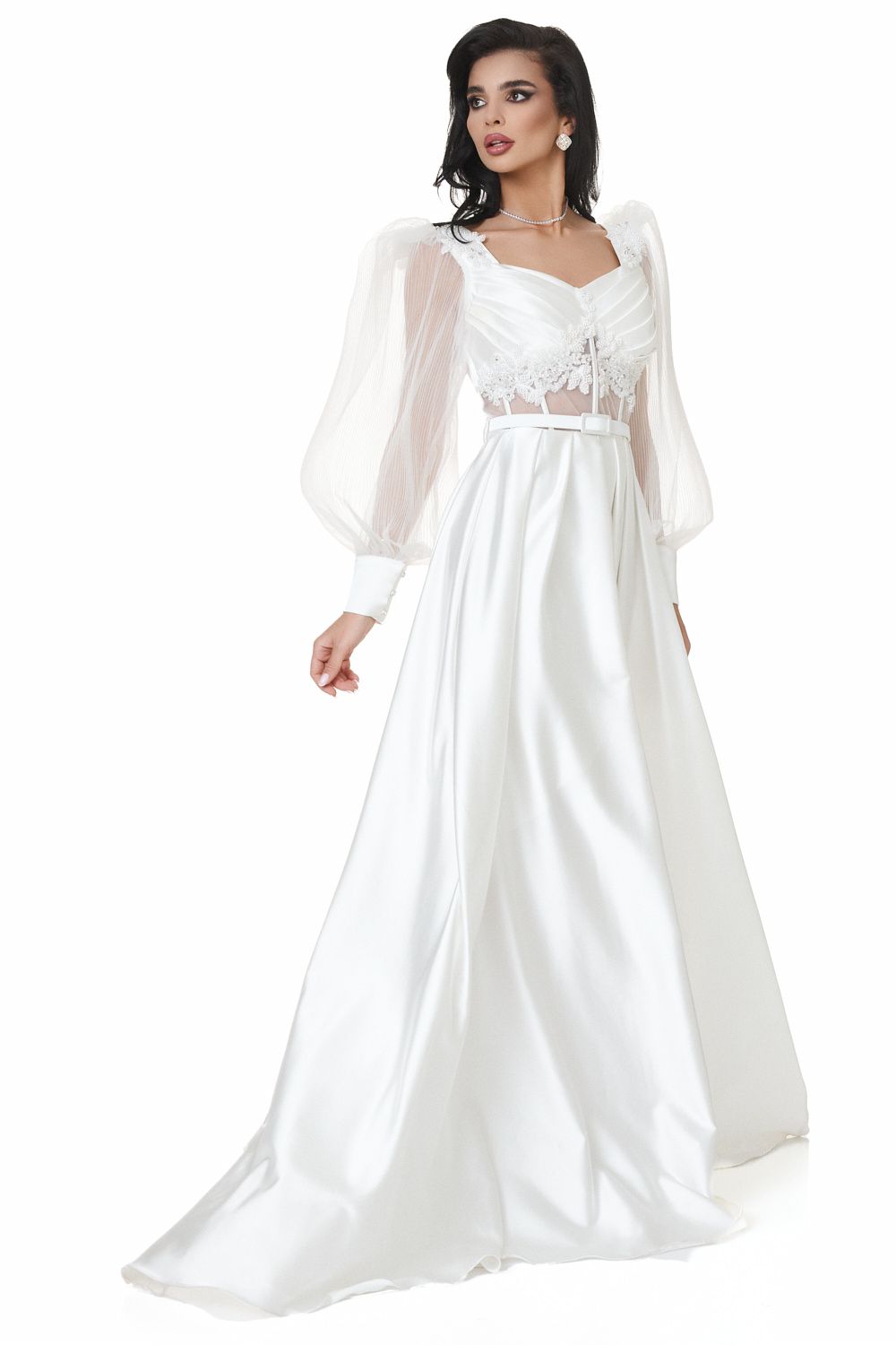 Дамска дълга бяла рокля Brilians Bogas