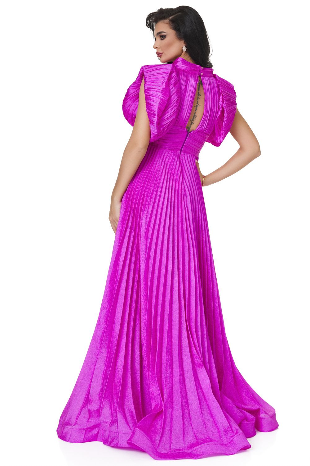 Дамска дълга рокля в цвят фуксия Bwesi Bogas