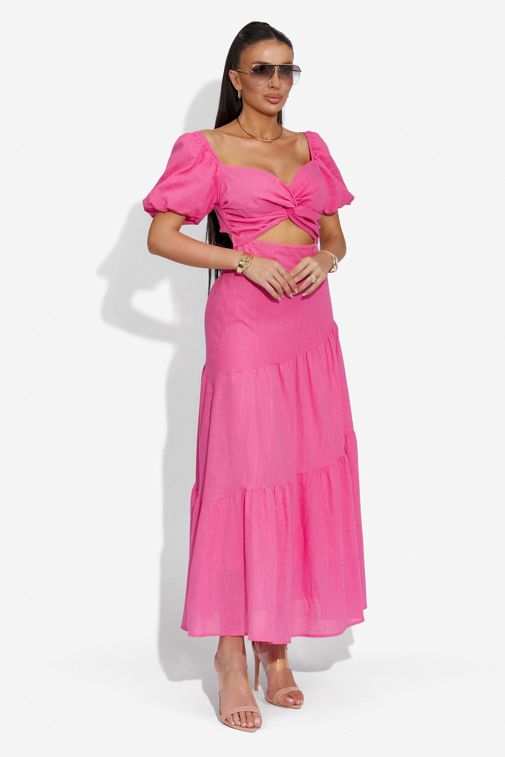 Дамска дълга рокля в розово Mosysca Bogas