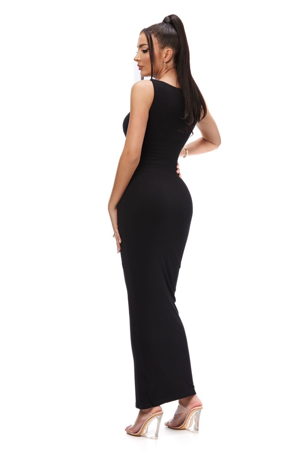 Дамска дълга черна рокля за моделиране Banjy Bogas