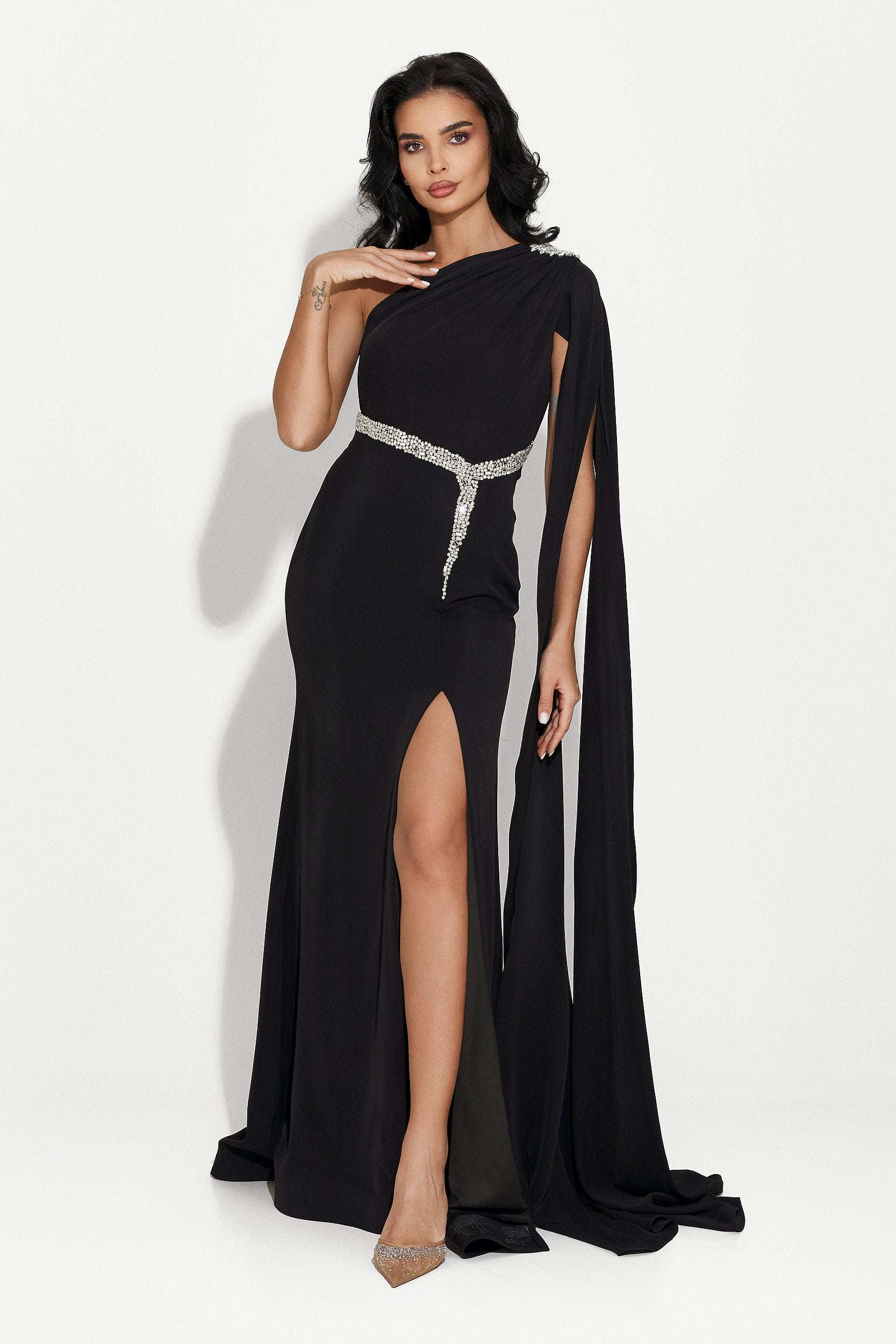 Дълга черна дамска рокля Advika Bogas
