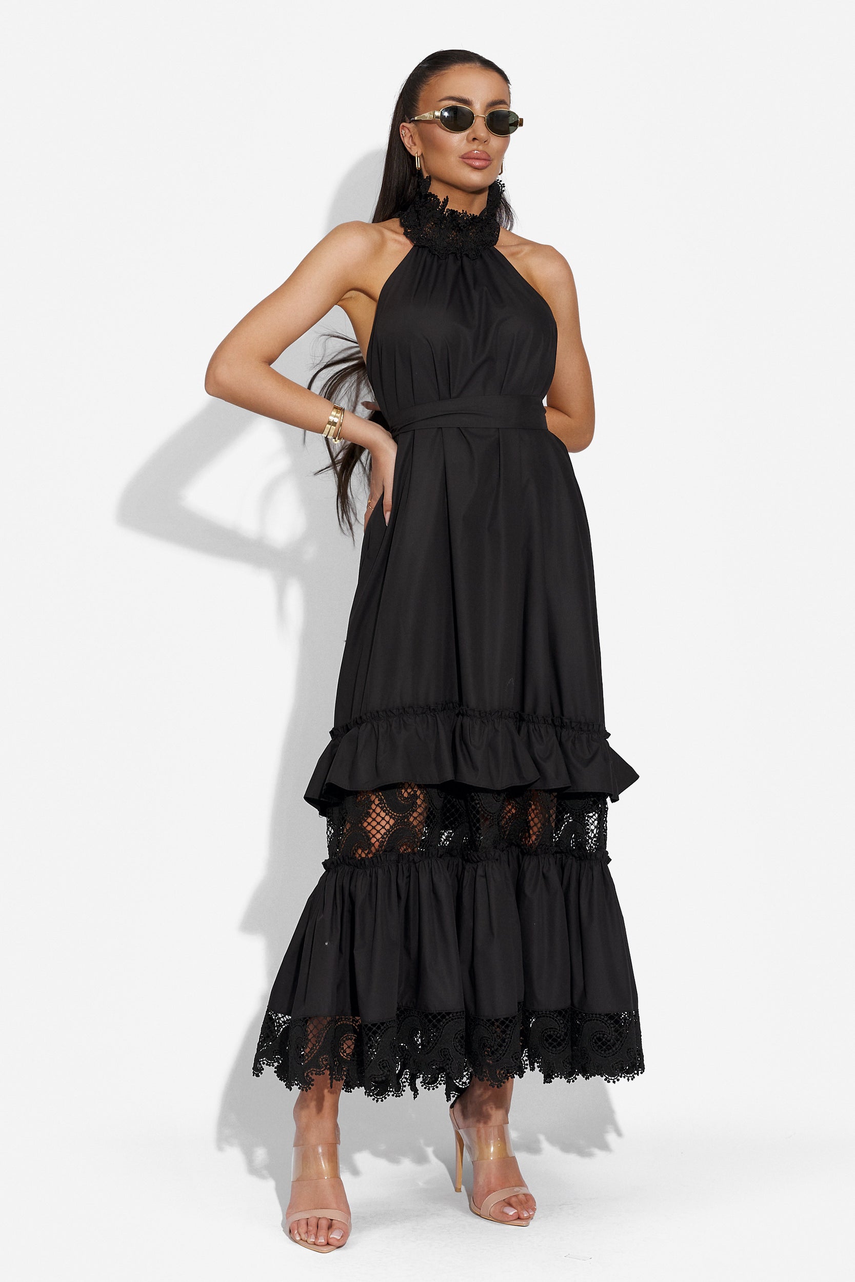 Дълга черна дамска рокля Internaty Bogas