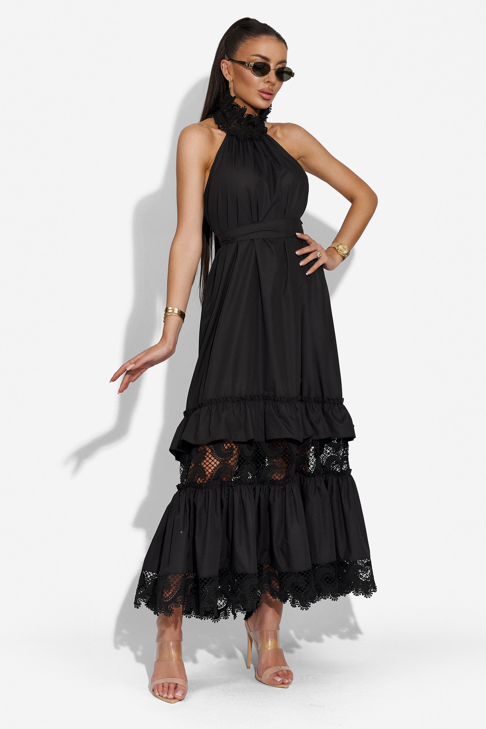 Дълга черна дамска рокля Internaty Bogas