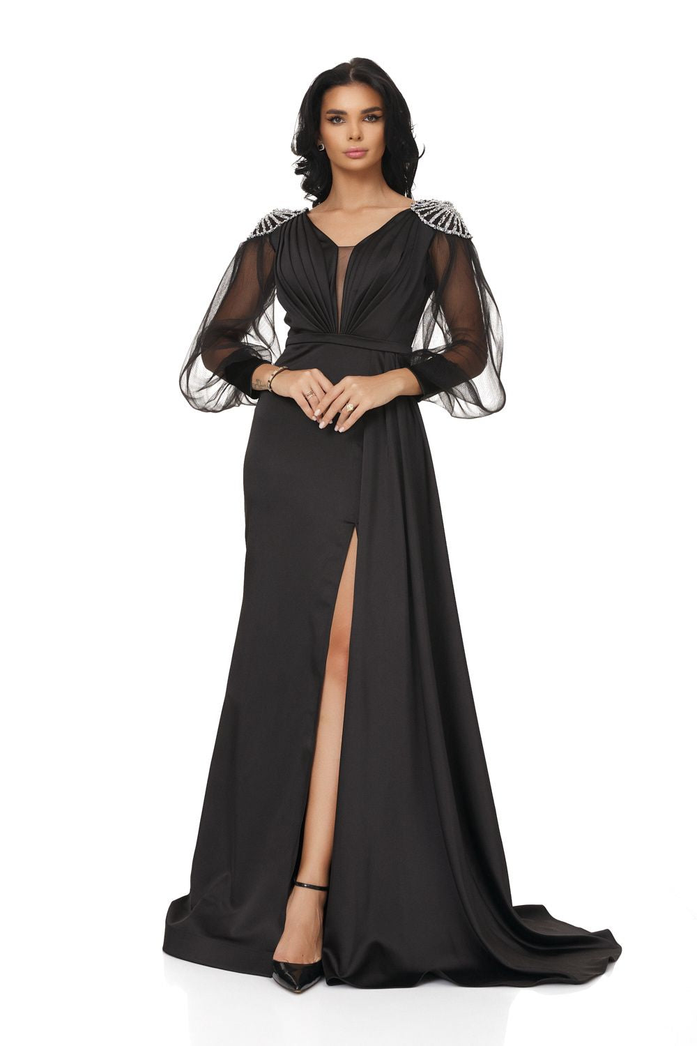 Дълга черна дамска рокля Jamesya Bogas