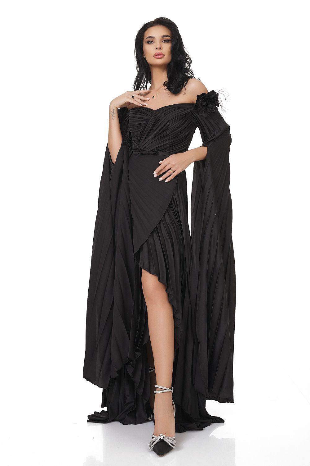Дълга черна дамска рокля Miesje Bogas