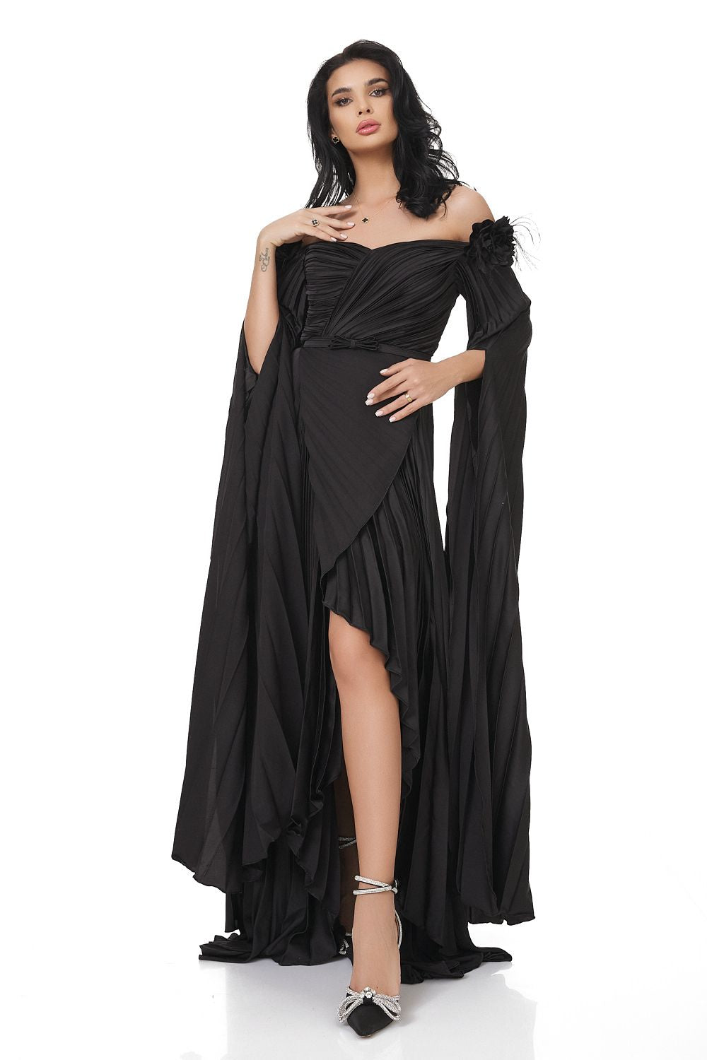 Дълга черна дамска рокля Miesje Bogas