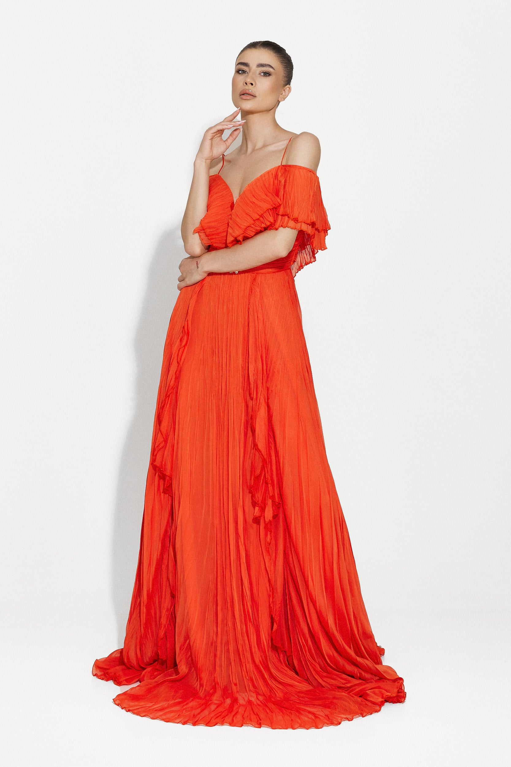 Дълга оранжева дамска рокля Alita Bogas