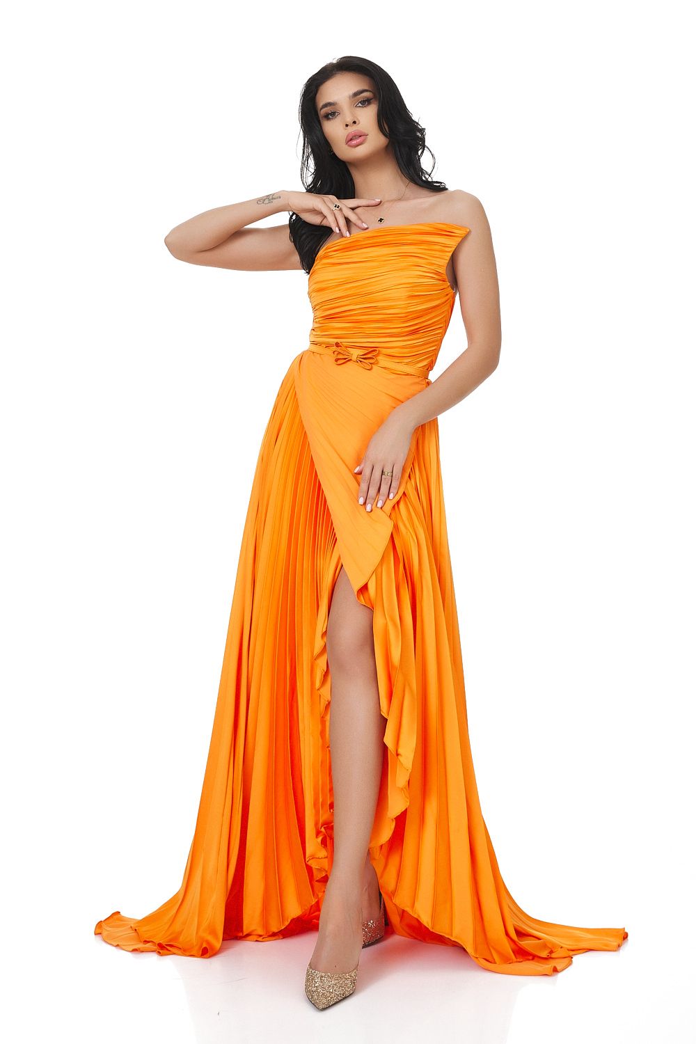 Дамска дълга оранжева рокля Miek Bogas