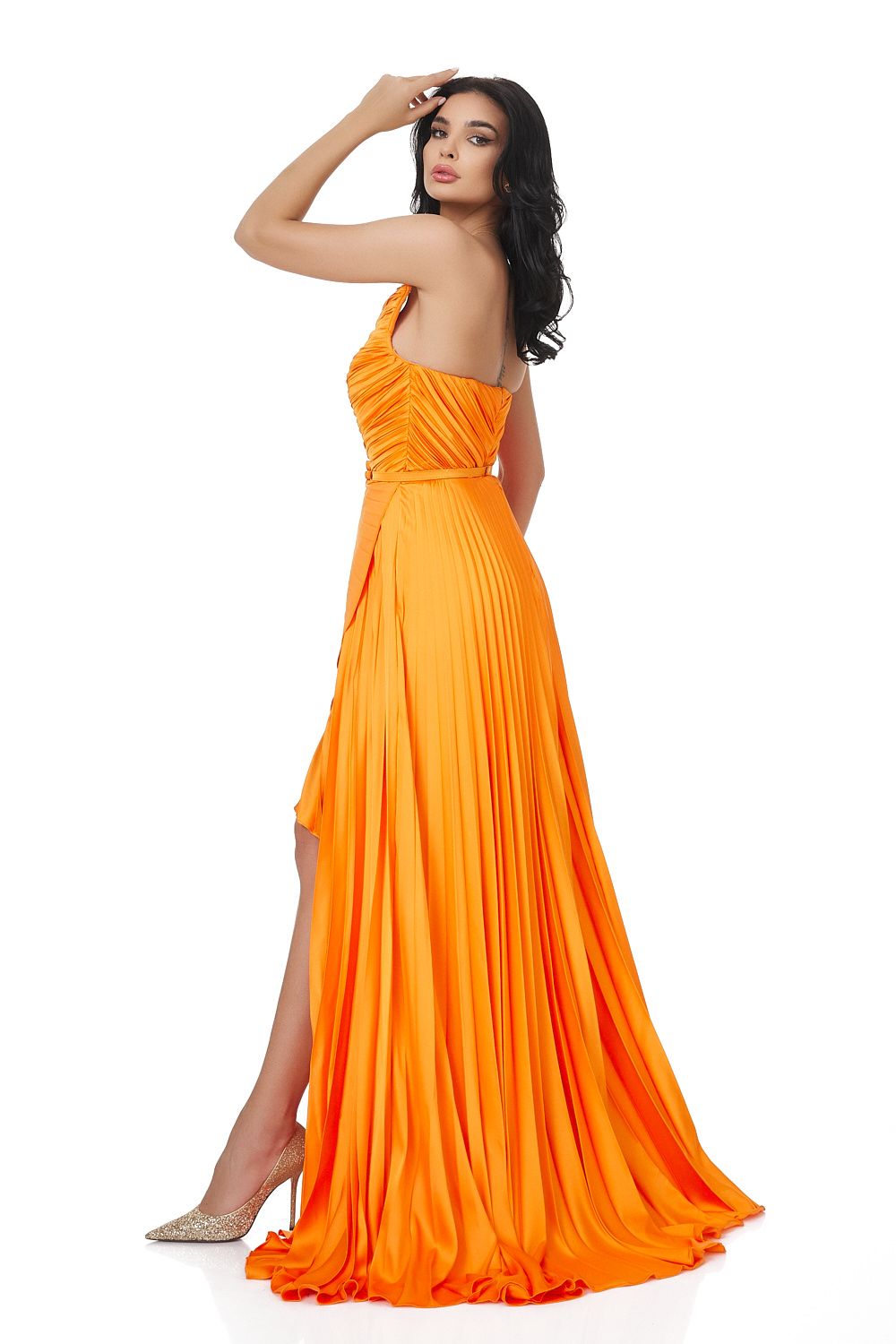 Дамска дълга оранжева рокля Miek Bogas