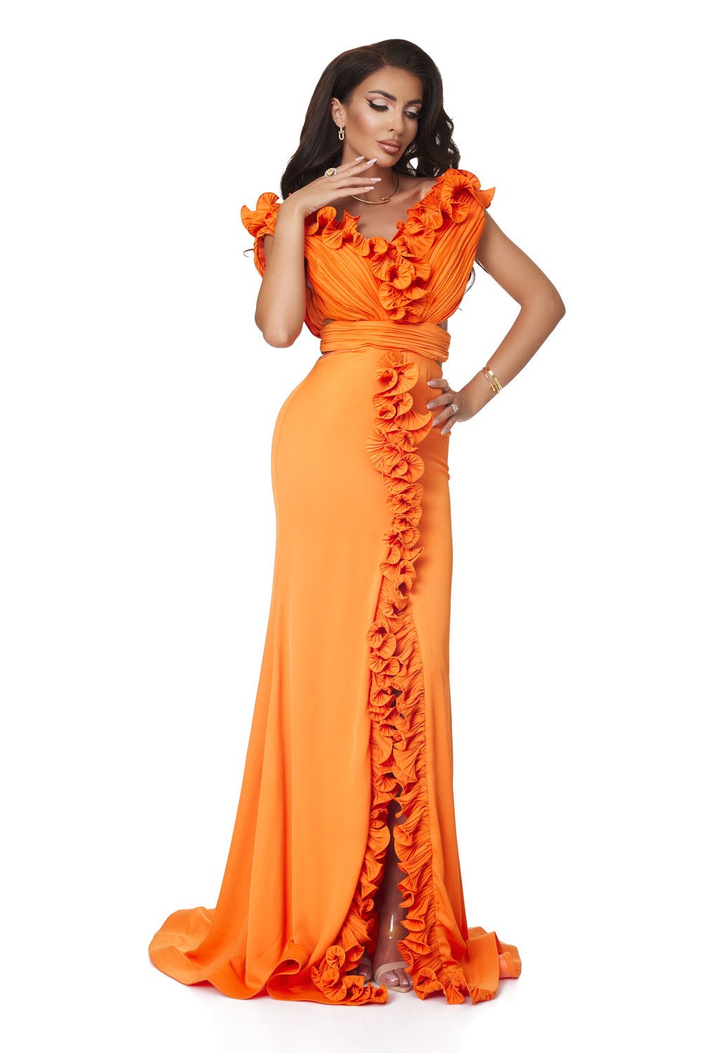 Дълга оранжева дамска рокля Zapissa Bogas