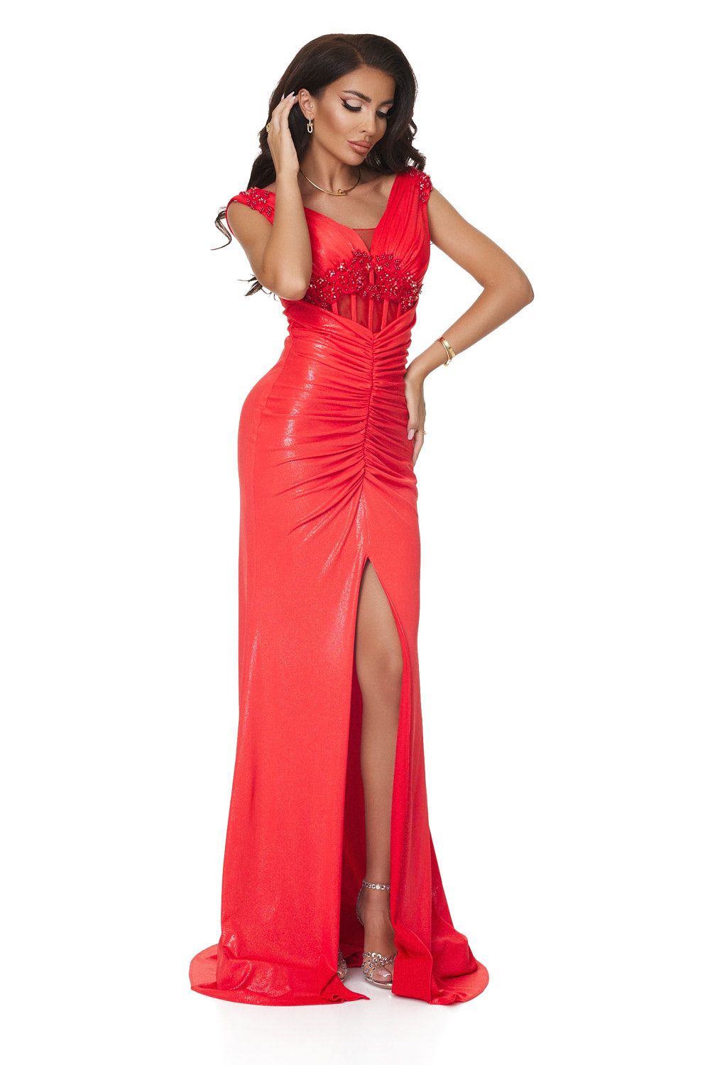 Дълга червена дамска рокля Demissa Bogas