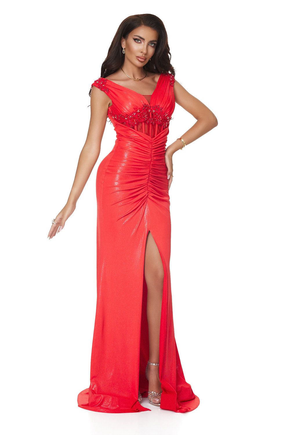 Дълга червена дамска рокля Demissa Bogas