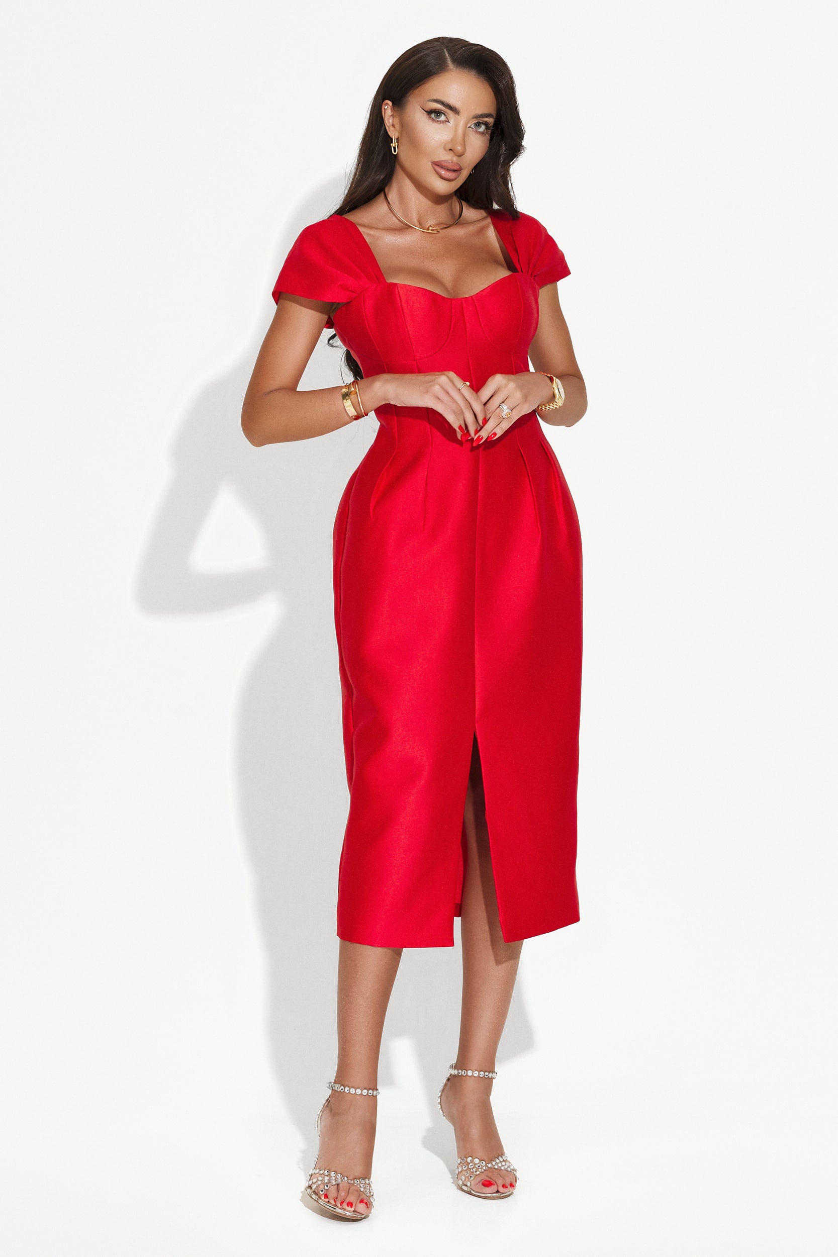 Червена дълга дамска рокля Letona Bogas