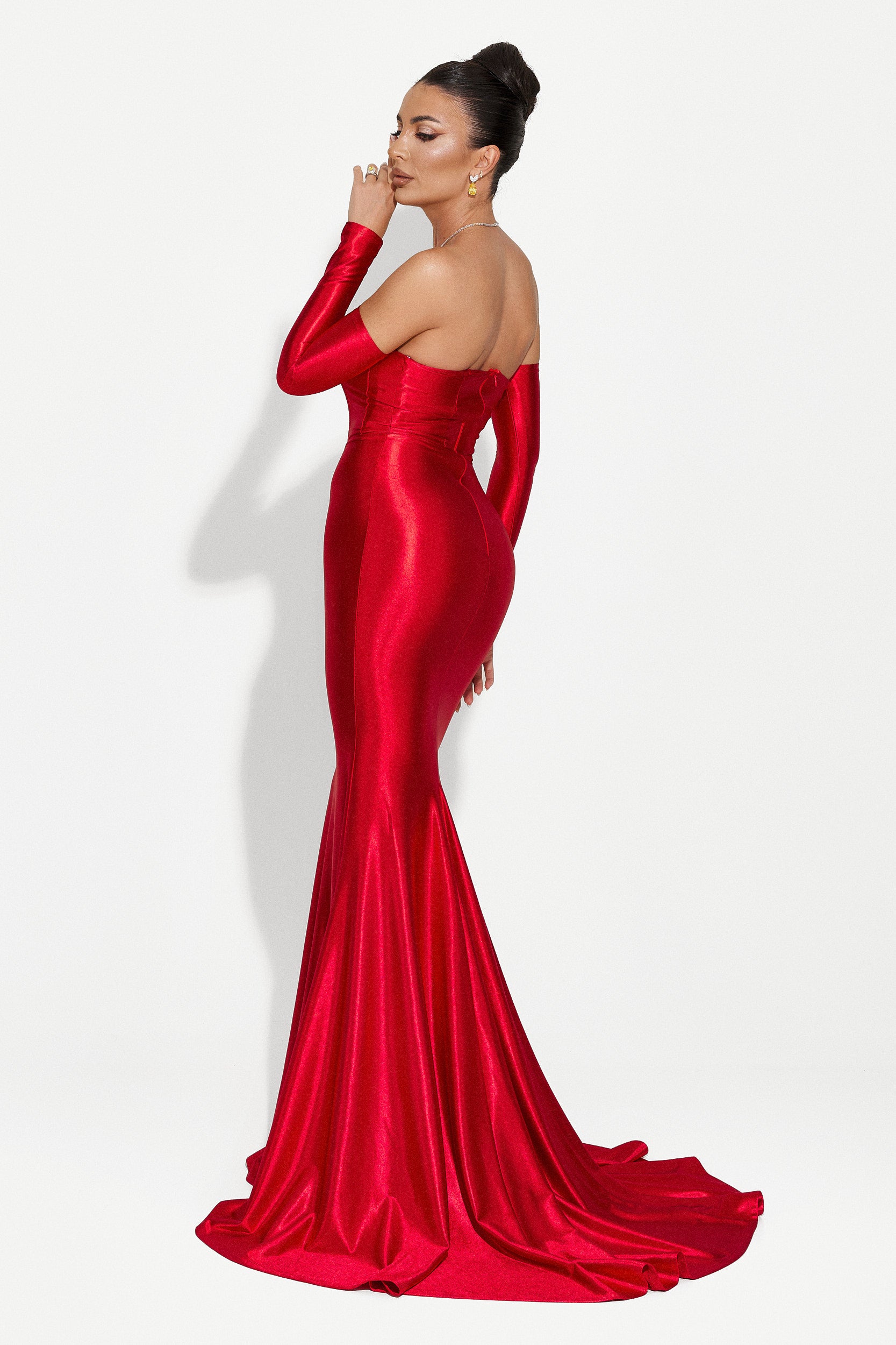 Дълга червена дамска рокля Malonia Bogas