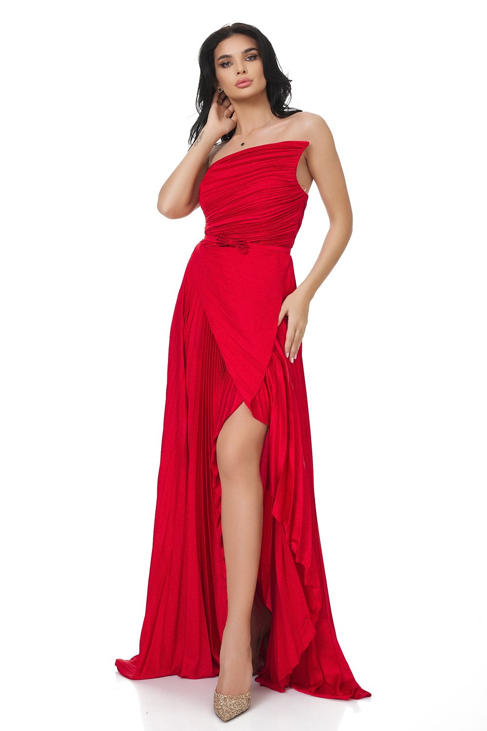 Дълга червена дамска рокля Miek Bogas