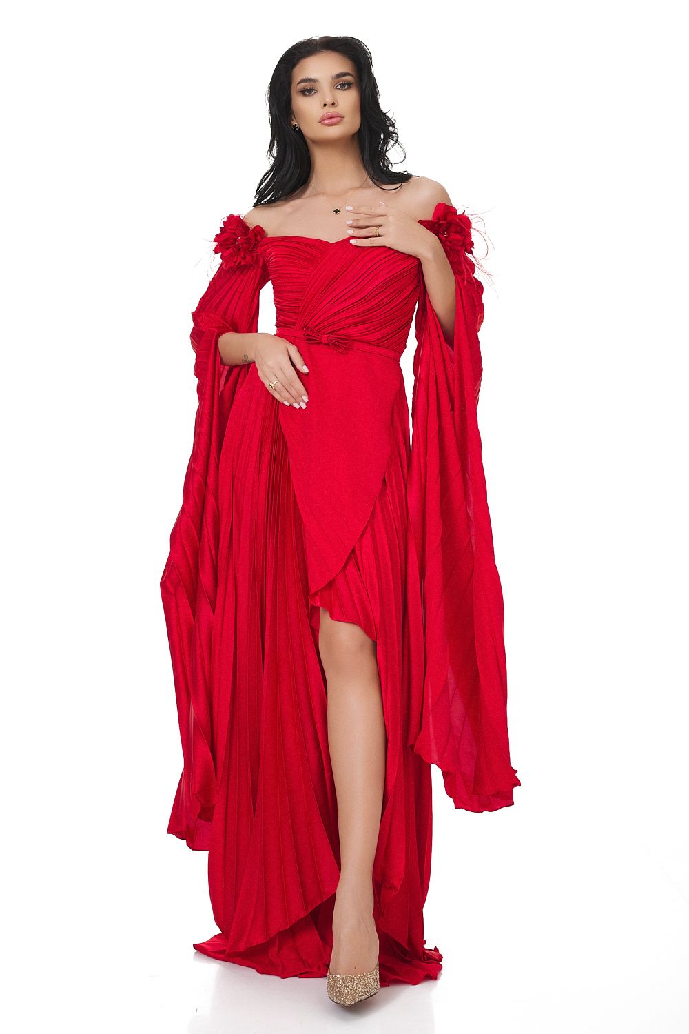 Дълга червена дамска рокля Miesje Bogas