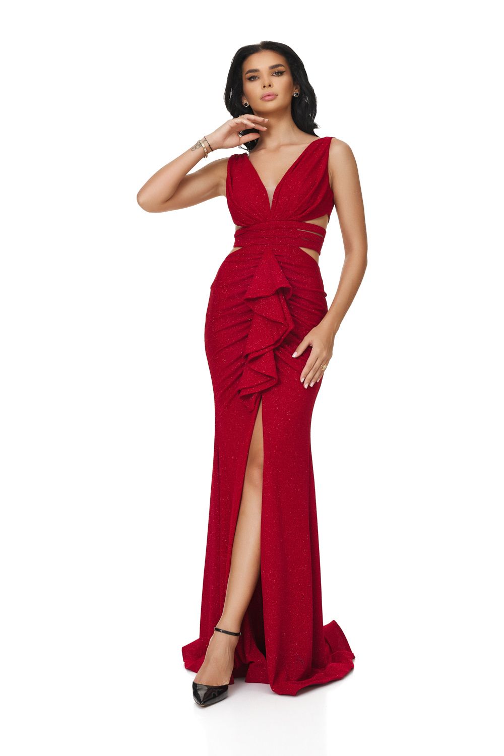 Дълга червена дамска рокля Pestias Bogas