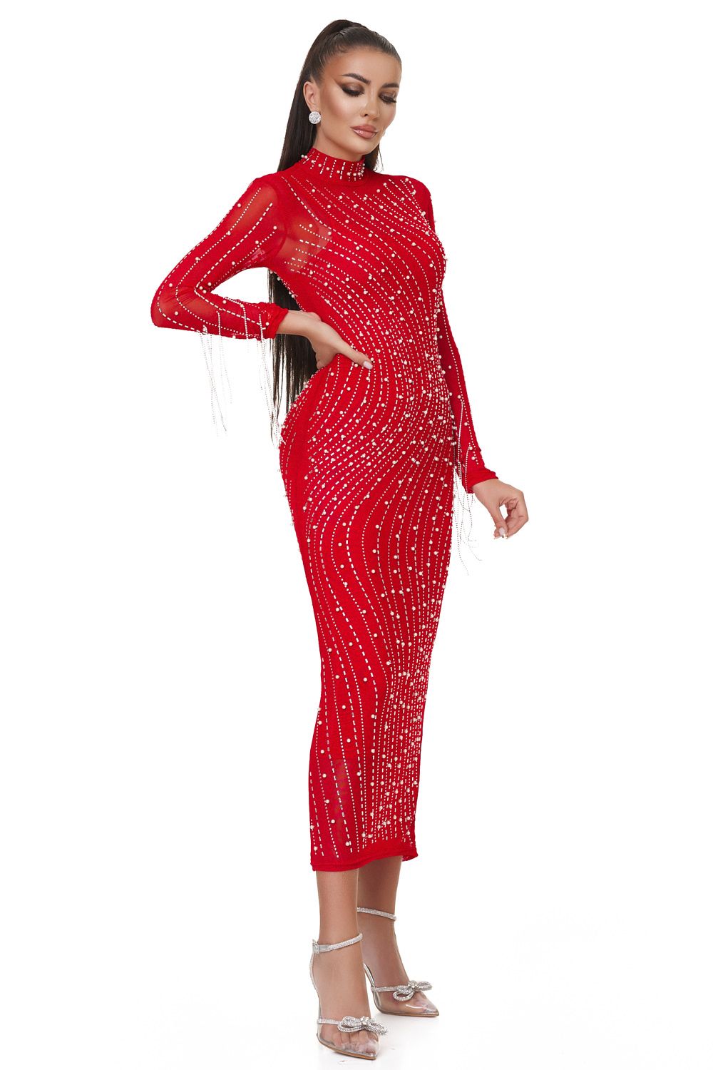 Дамска дълга червена рокля Radisea Bogas