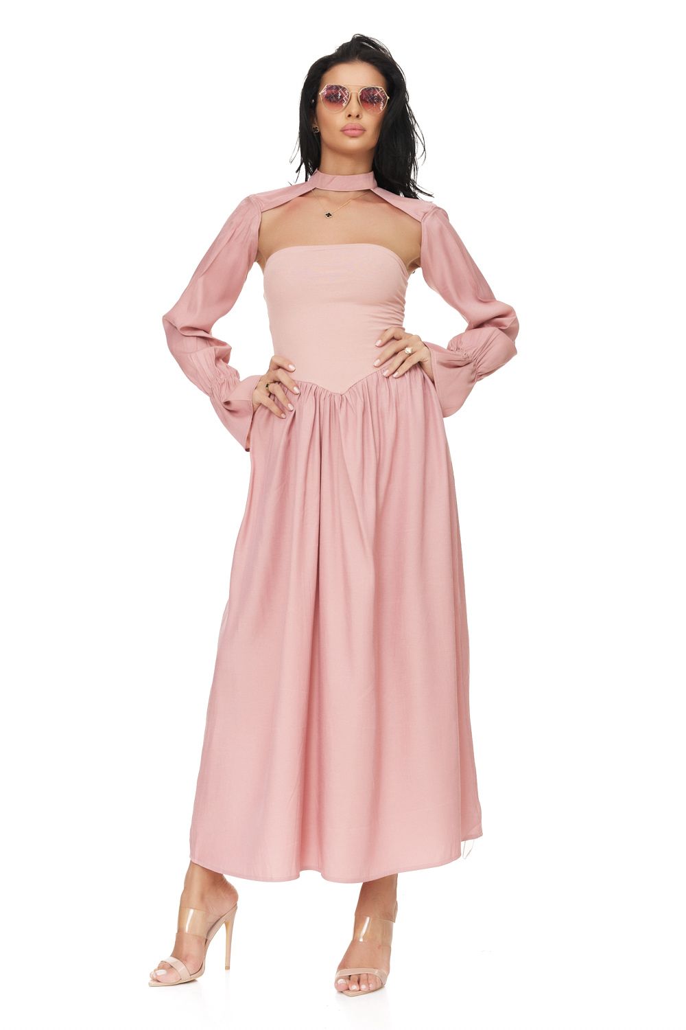 Дълга розова дамска рокля Palisa Bogas