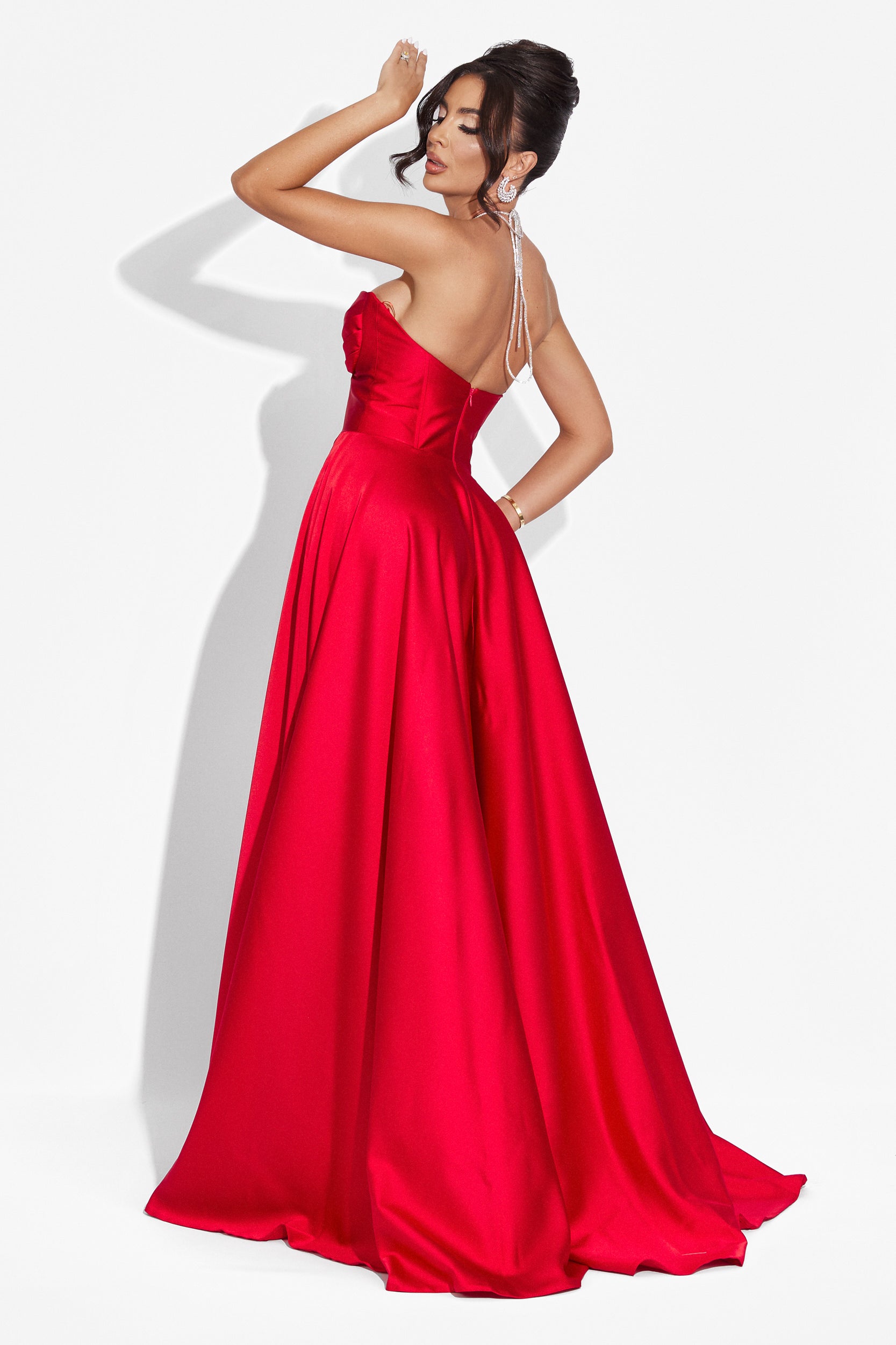 Дамска дълга червена рокля от тафта Nayeli Bogas