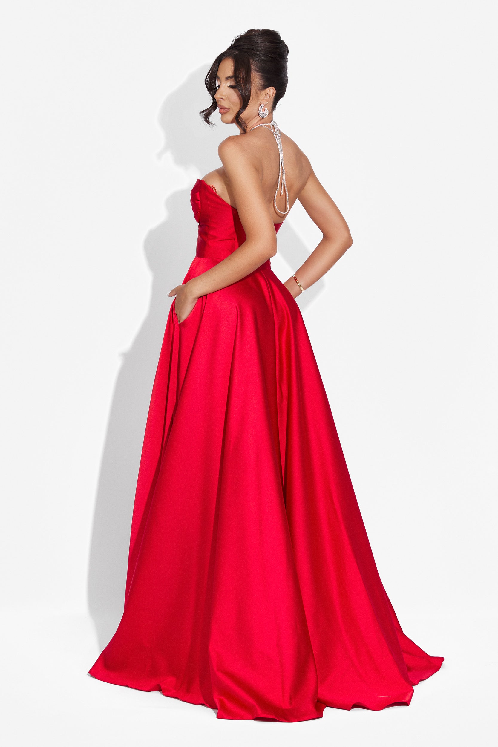 Дамска дълга червена рокля от тафта Nayeli Bogas