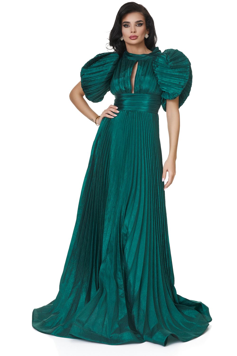 Зелена дамска дълга рокля Bwesi Bogas
