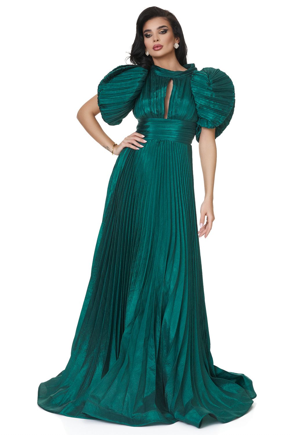 Зелена дамска дълга рокля Bwesi Bogas