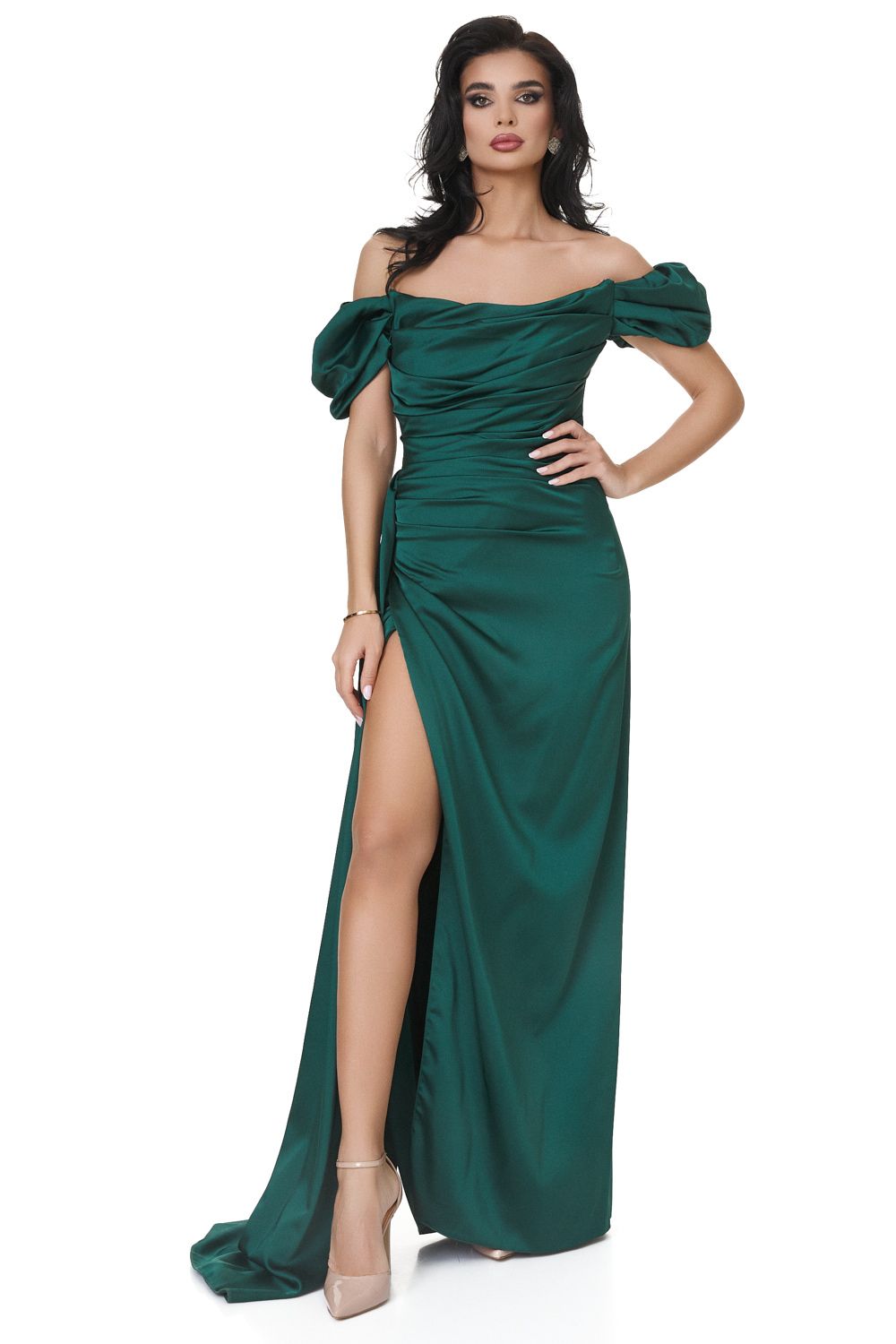 Дамска дълга рокля зелена Serminisia Bogas