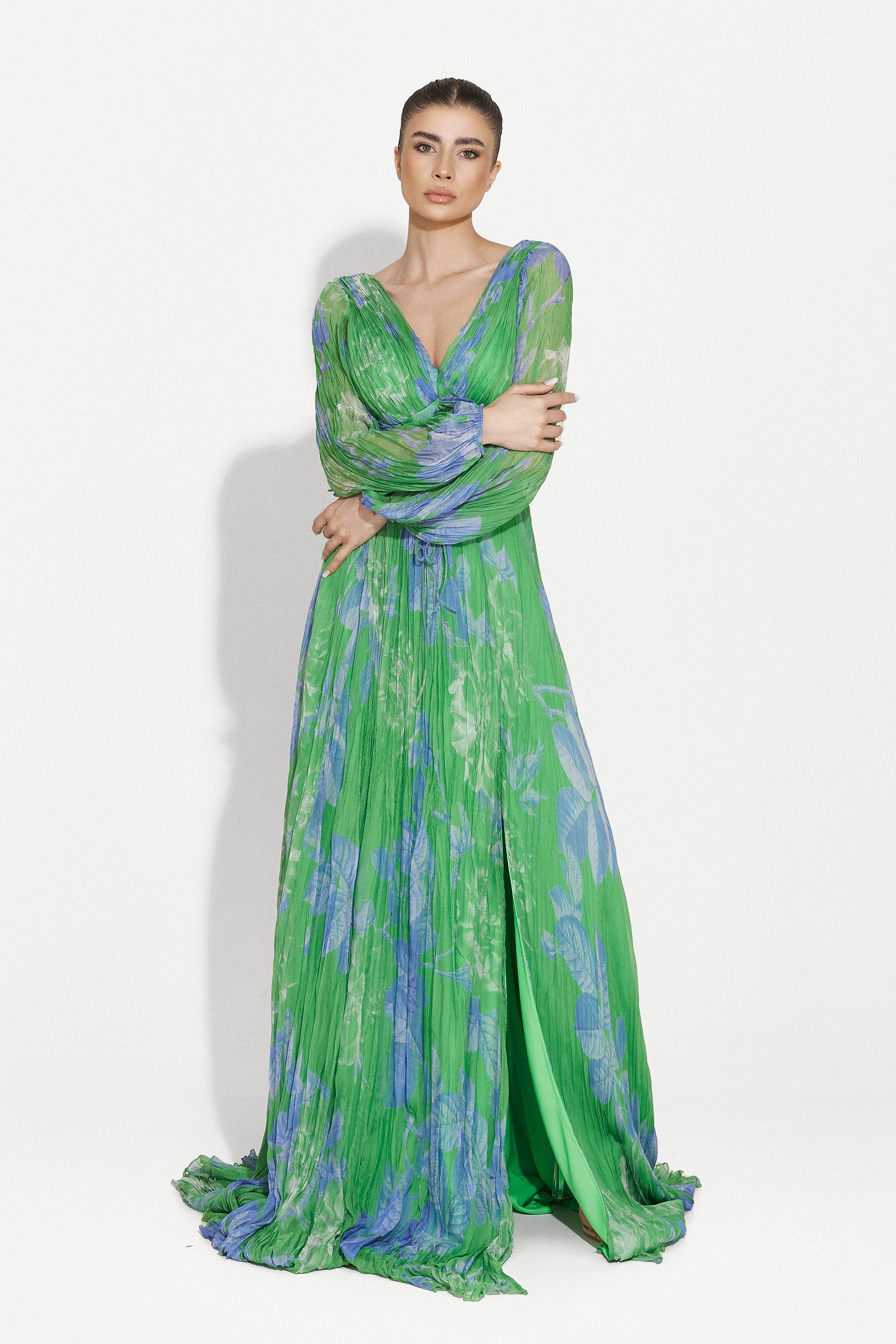 Дълга зелена дамска рокля Sintia Bogas
