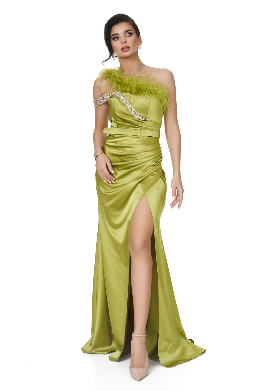 Зелена дълга дамска рокля Vomisla Bogas
