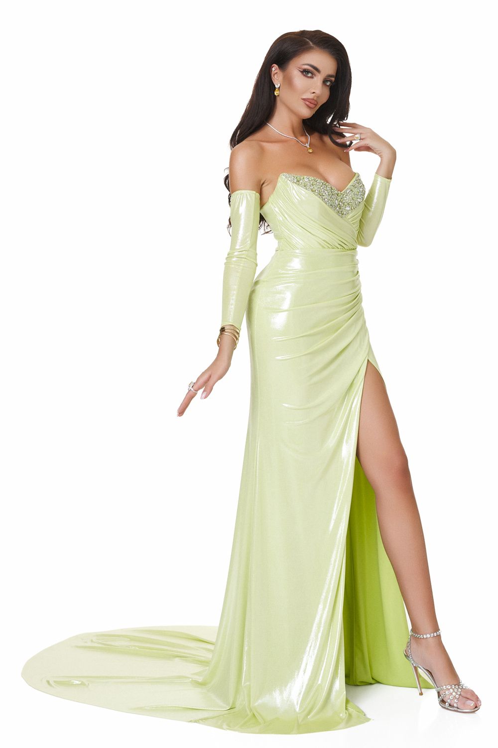 Yesmita Bogas зелена дълга рокля за жени