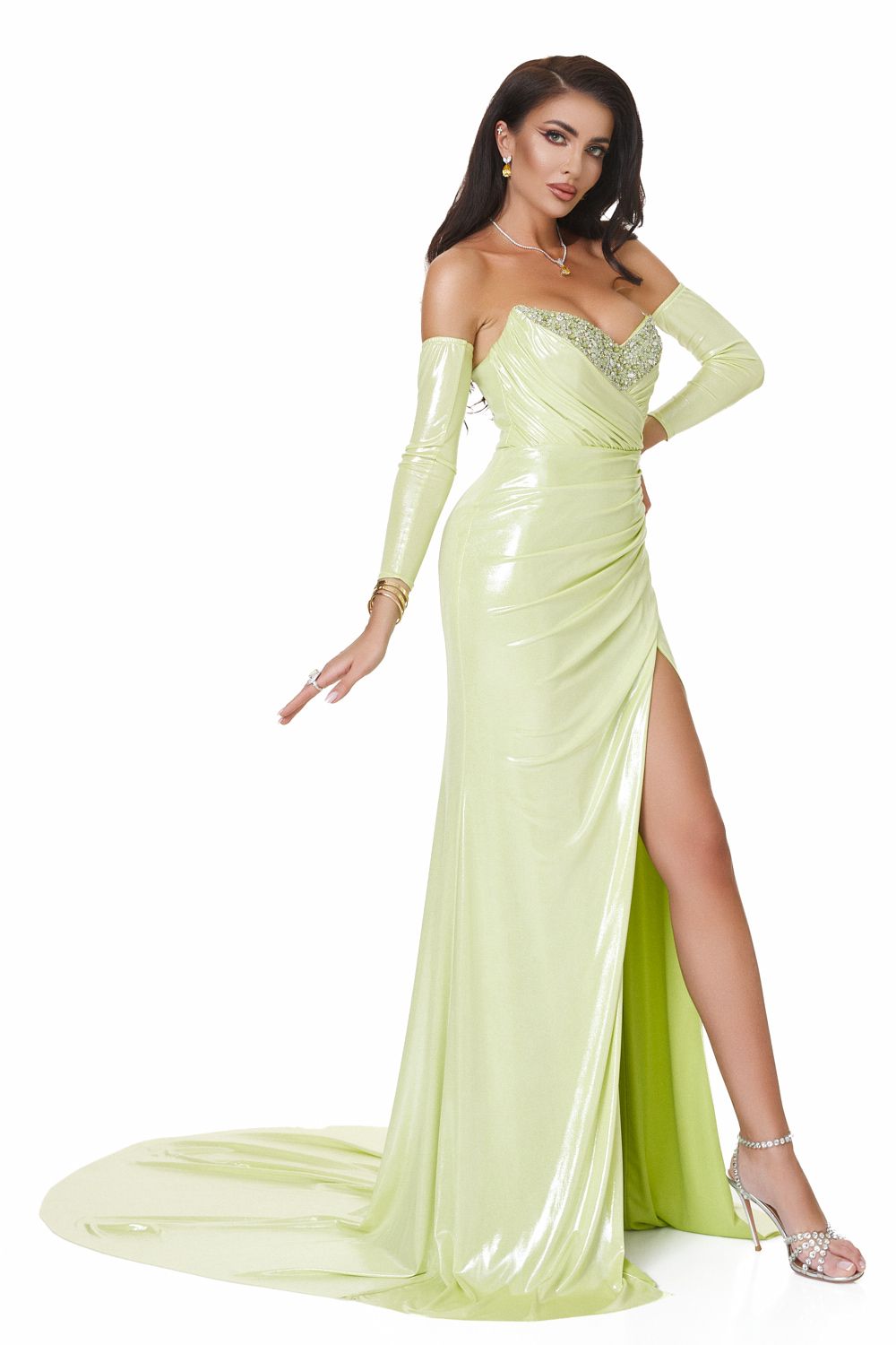 Yesmita Bogas зелена дълга рокля за жени