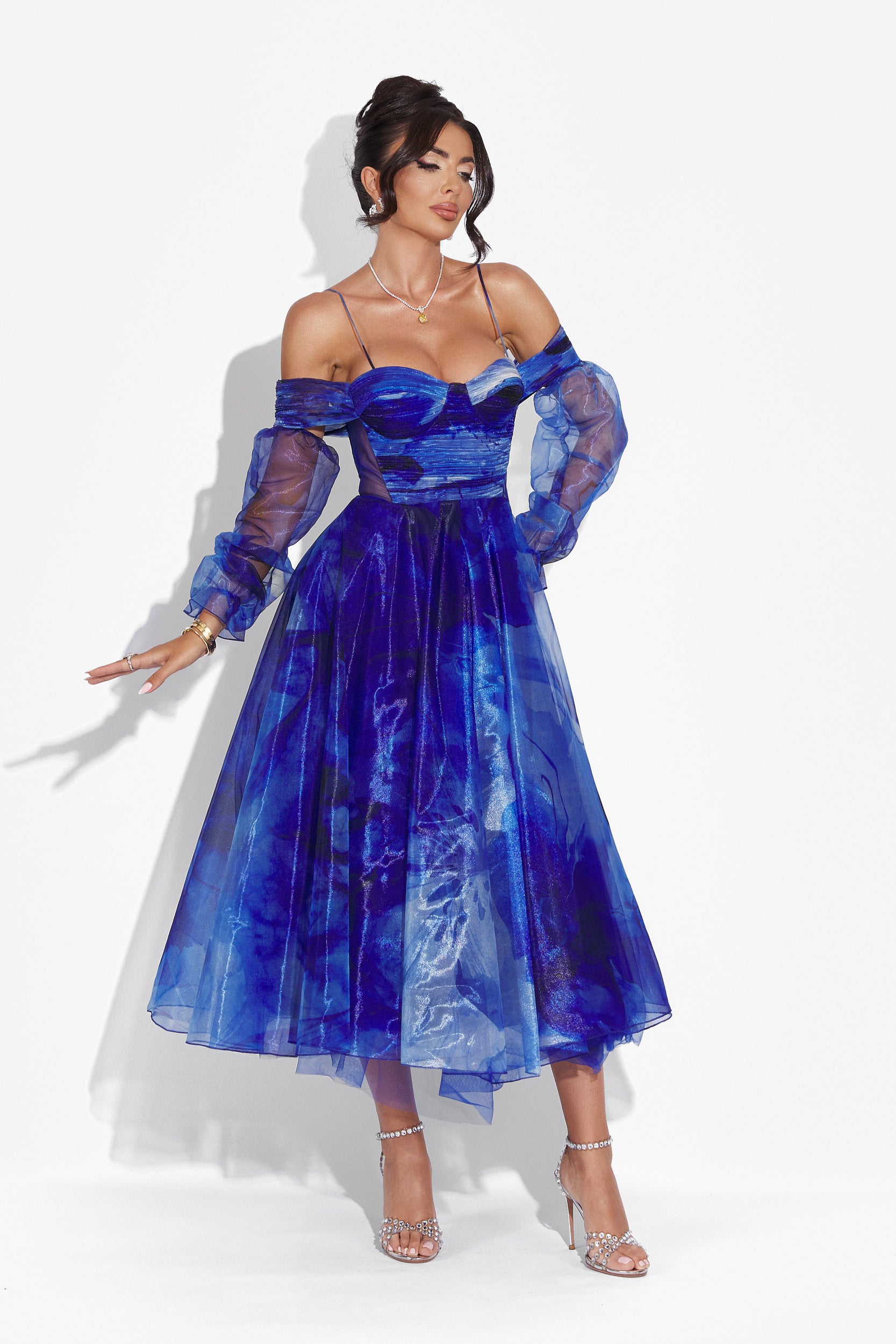 Средно синя дамска рокля Filipa Bogas