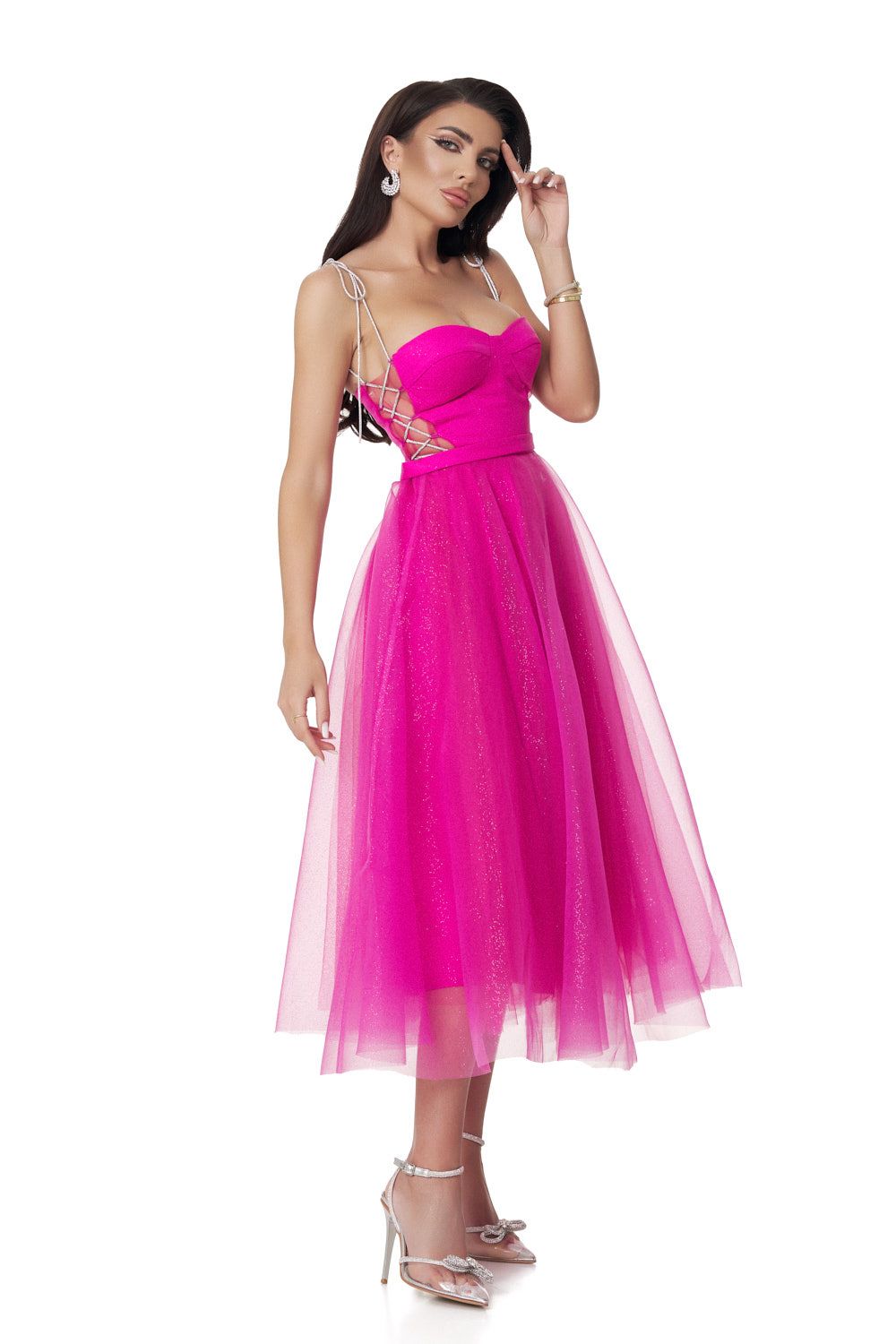 Средно розова дамска рокля Yuriko Bogas
