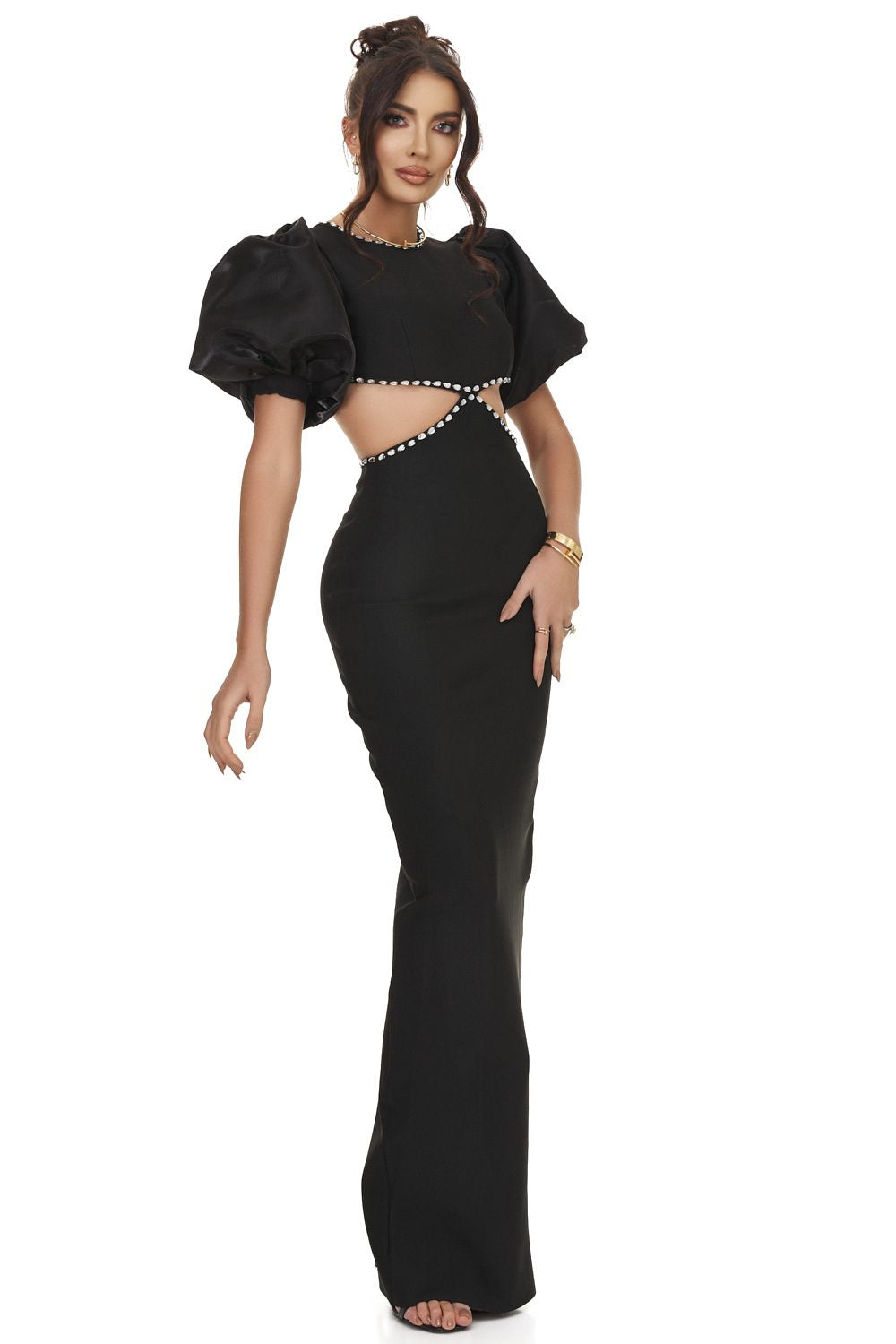 Елегантна черна дамска миди рокля Erisay Bogas