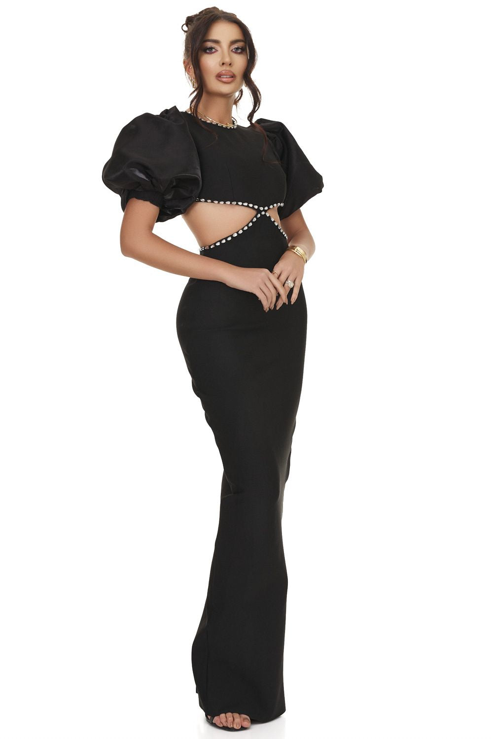 Елегантна черна дамска миди рокля Erisay Bogas