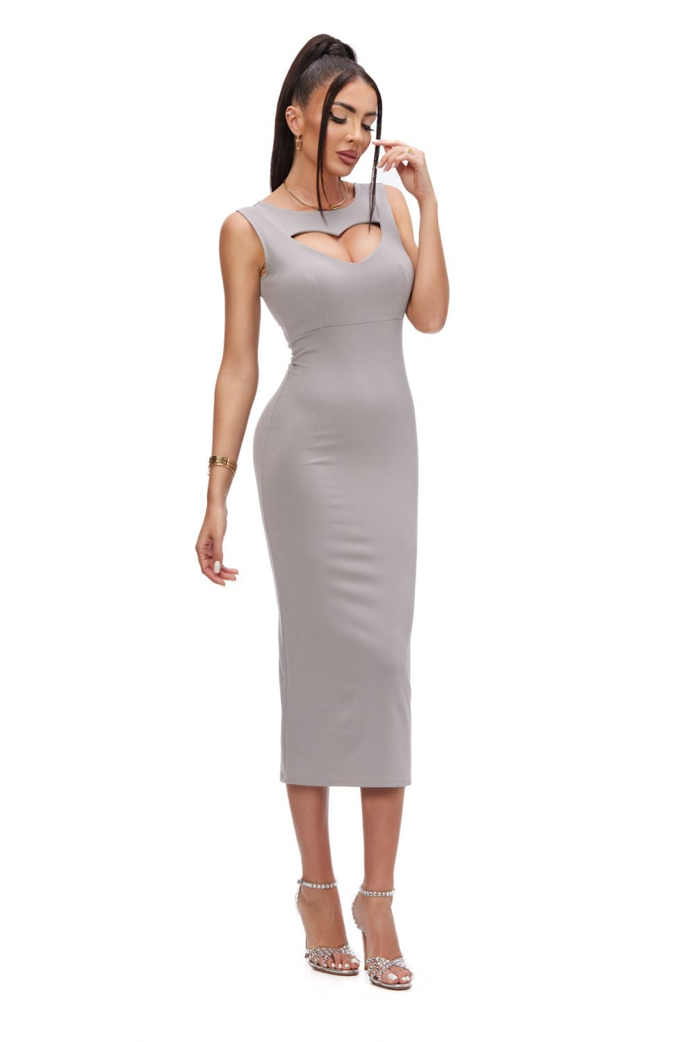 Rochie dama midi gri Seminy Bogas