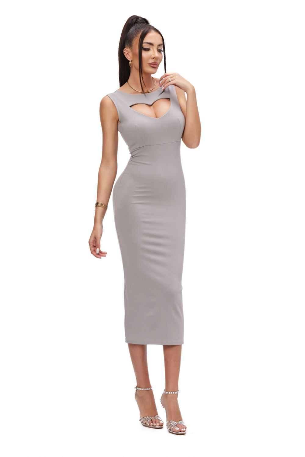 Rochie dama midi gri Seminy Bogas