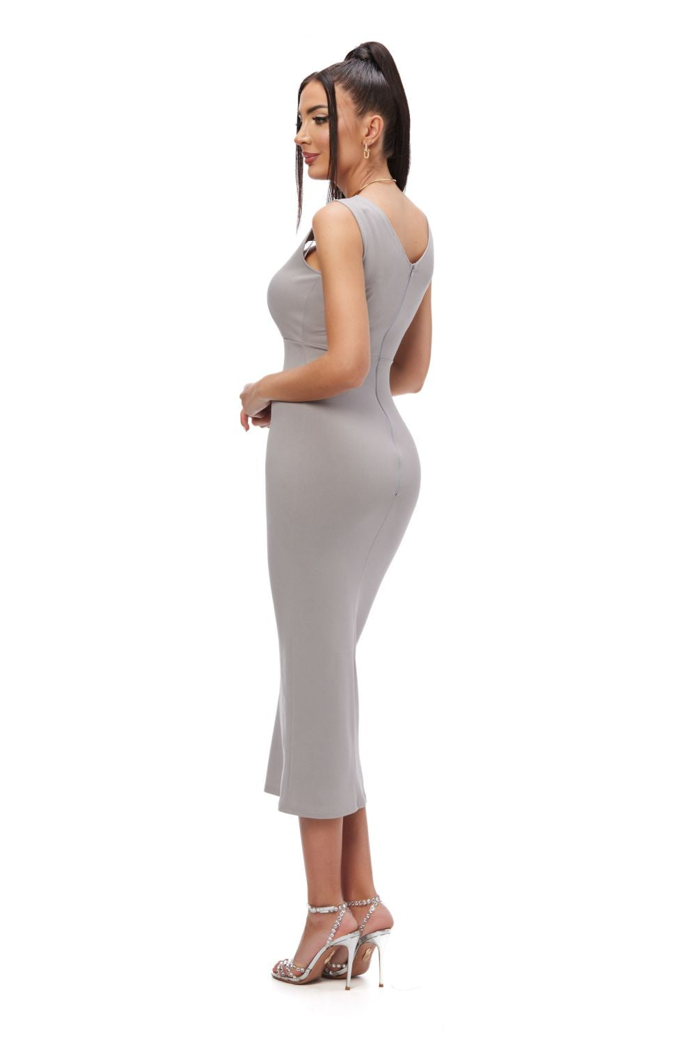 Rochie dama midi gri Seminy Bogas