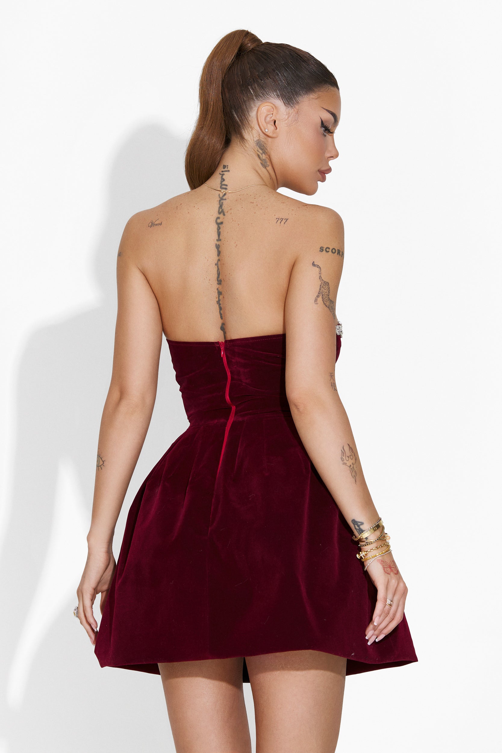 Rochie dama scurta burgundy Valina Bogas