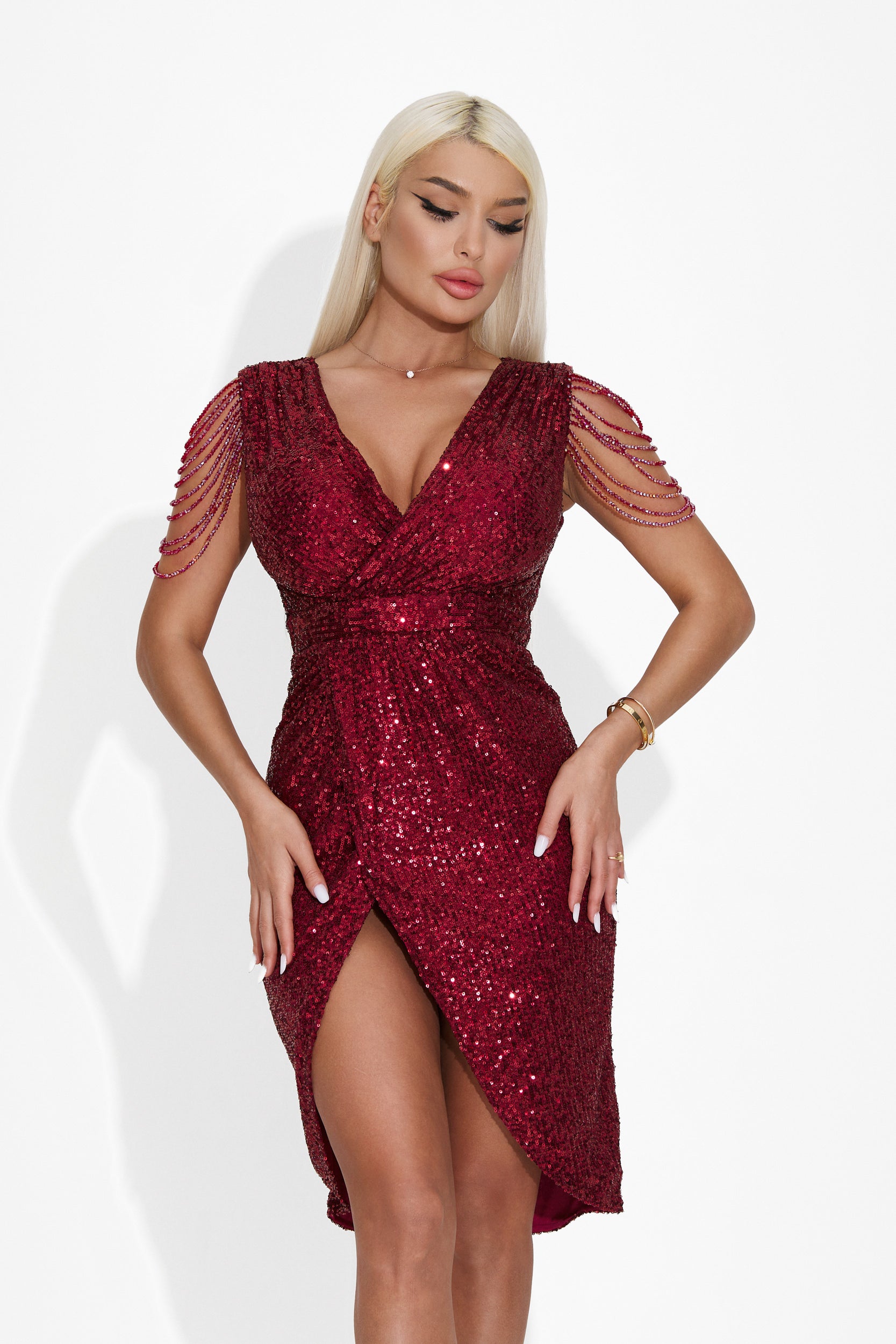 Rochie dama scurta eleganta rosie Fusion Bogas