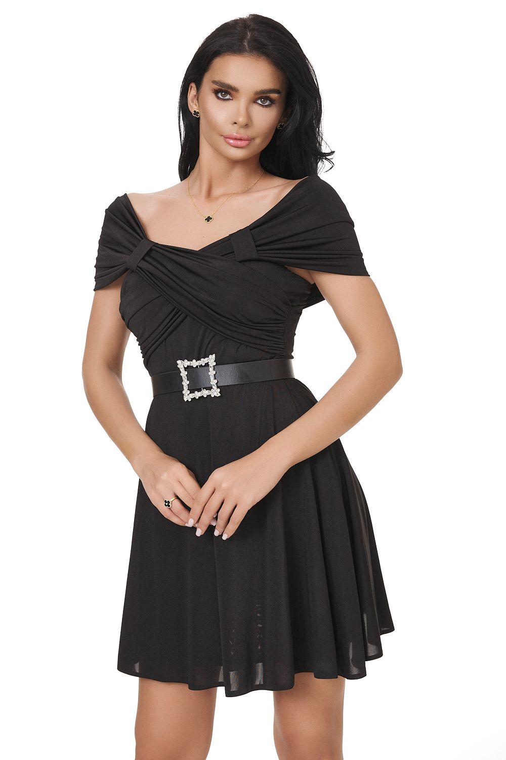 Къса черна дамска рокля от ликра Nye Bogas