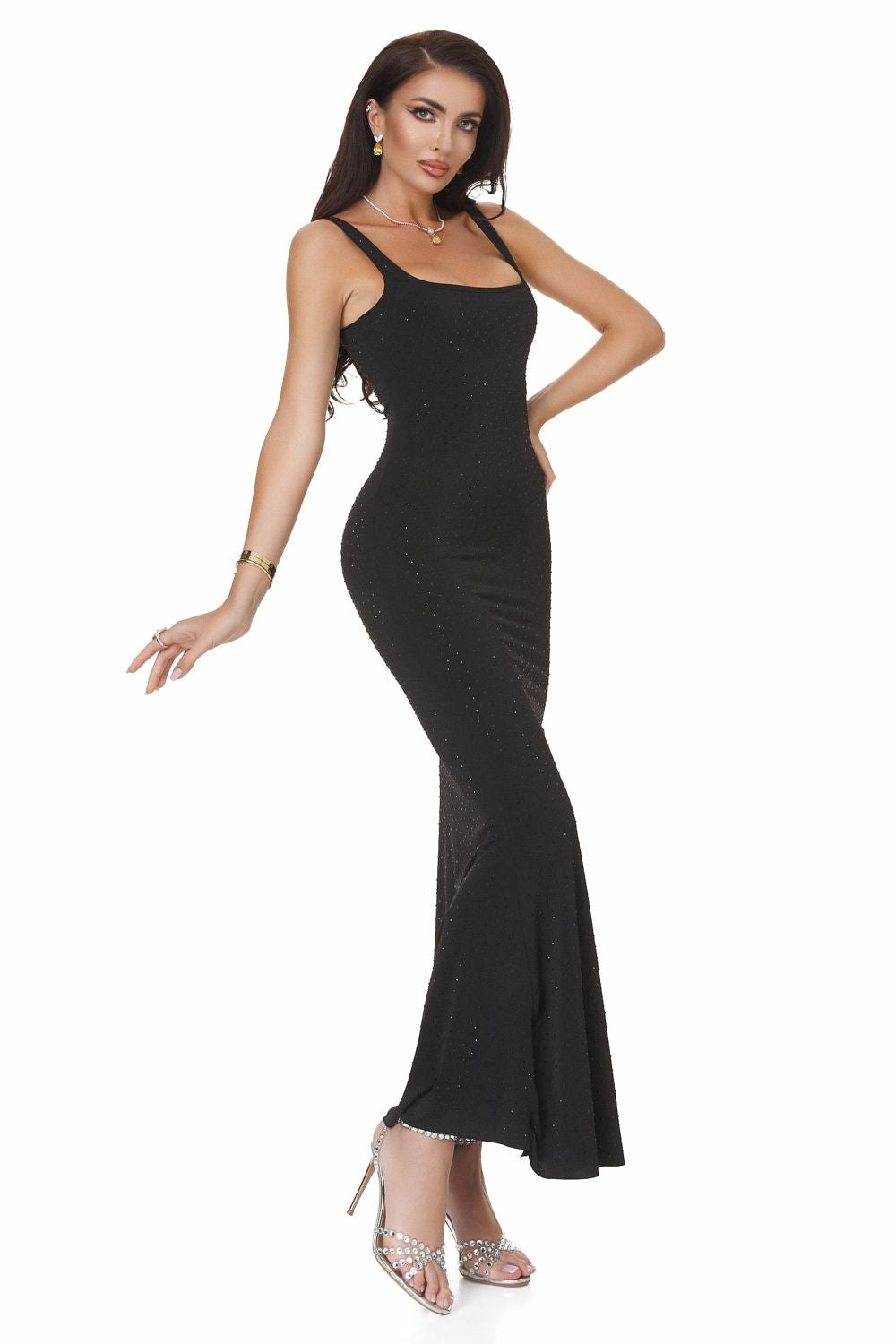 Черна дълга рокля от ликра Blasea Bogas