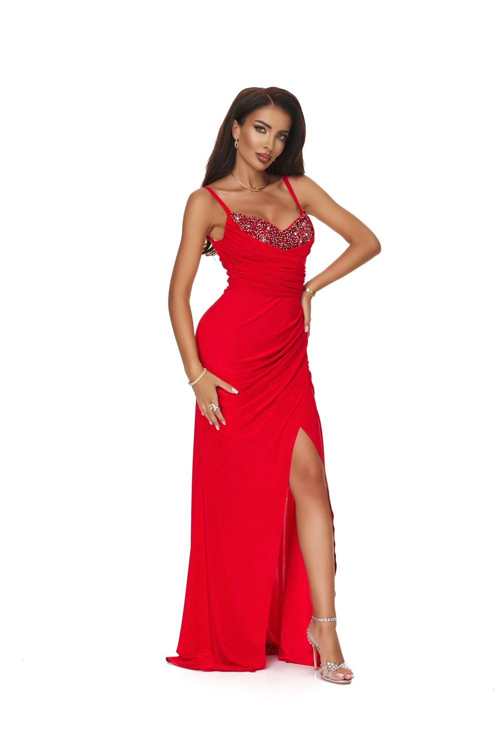Дълга червена рокля от ликра Musila Bogas