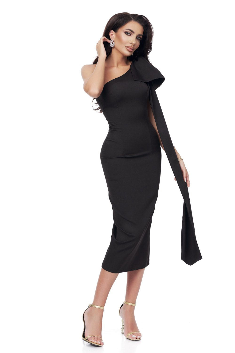 Черна миди рокля от плат Marieke Bogas