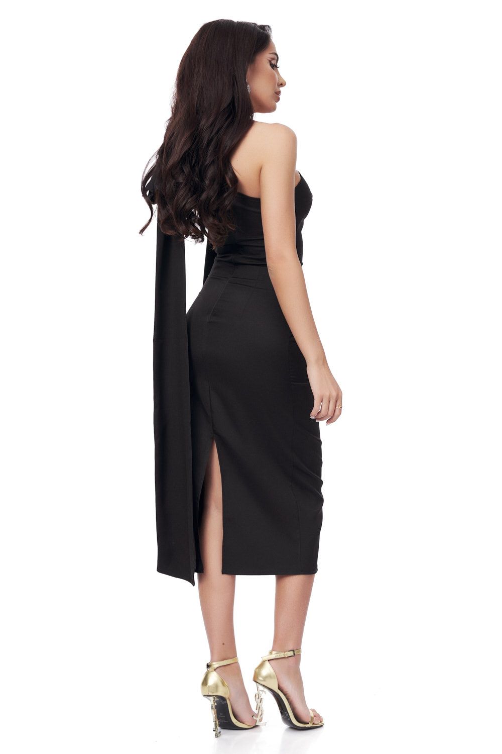 Черна миди рокля от плат Marieke Bogas